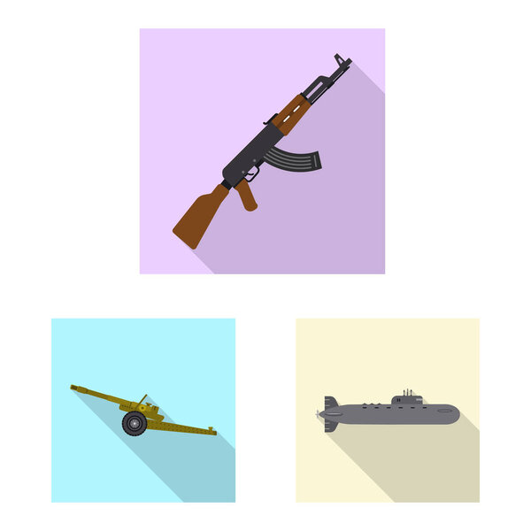 Vector illustration of weapon and gun logo. Set of weapon and army stock vector illustration.