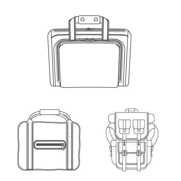 Vektorillustration von Koffer und Gepäckzeichen. Sammlung von Koffer und Reise-Aktiensymbol für das Web. — Stockvektor