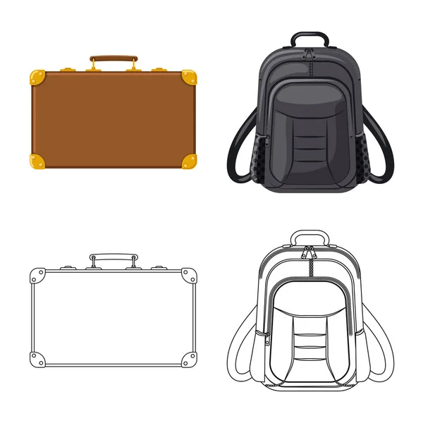 Illustration vectorielle de la valise et du logo des bagages. Collecte de valises et illustration vectorielle du stock de voyage . — Image vectorielle