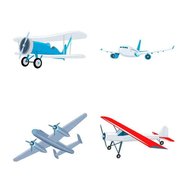 Vektordesign von Flugzeug und Transportlogo. Set von Flugzeug und Himmelsvektorillustration. — Stockvektor