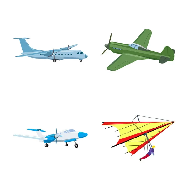 Vector design of plane and transport symbol. Set of plane and sky stock vector illustration. — Stock Vector