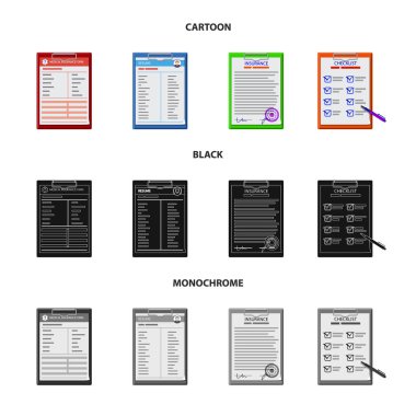 Form ve belge simgesinin vektör tasarımı. Şeklinde ayarla ve hisse senedi simgesi web için işaretleyin.