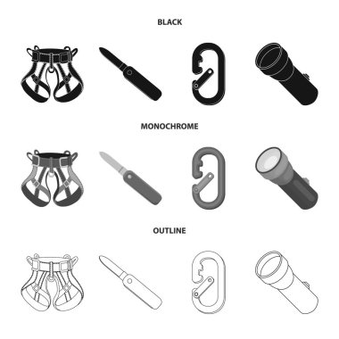 Dağcılık ve en yüksek işareti çizimi vektör. Dağcılık ve kamp stok vektör çizim.