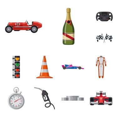 Araba ve ralli simge vektör tasarımı. Araba ve yarış hisse senedi vektör çizim topluluğu.