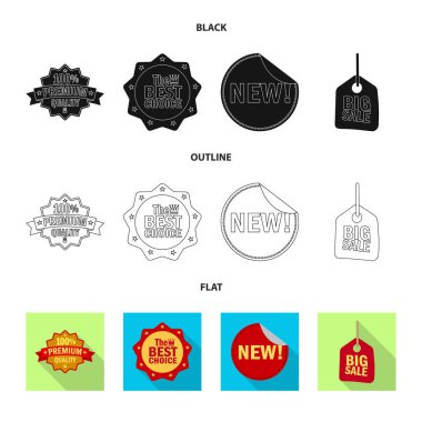 Amblem ve rozet işareti yalıtılmış nesne. Amblem ve etiket stok vektör çizim seti.