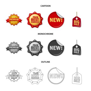 Amblem ve rozet sembol yalıtılmış nesne. Amblem ve etiket stok vektör çizim seti.