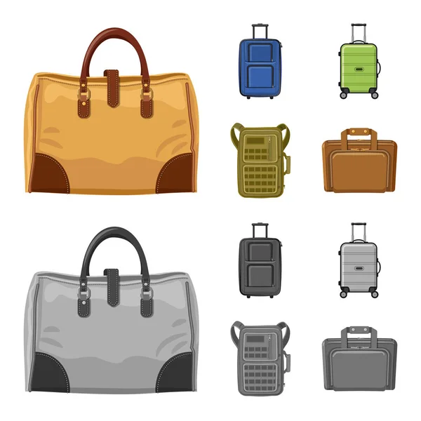 Isolated object of suitcase and baggage icon. Set of suitcase and journey stock vector illustration. — Stock Vector