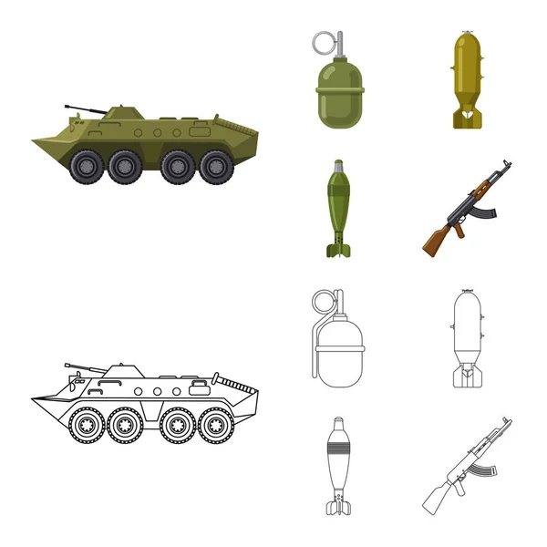 Vektor illustration av vapen och gun tecken. Samling av vapen och armén aktiesymbol för webben. — Stock vektor