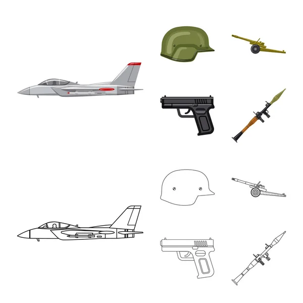 Ilustración vectorial de armas y signos de armas. Colección de armas y ejército icono vectorial para stock . — Vector de stock