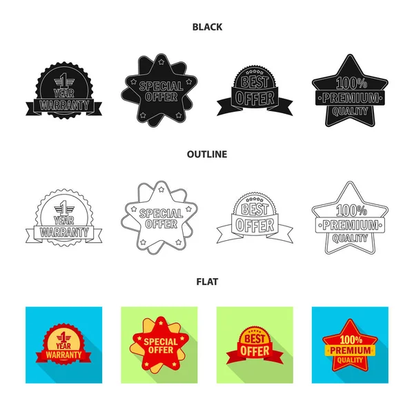 Vector design of emblem and badge sign. Set of emblem and sticker stock symbol for web. — Stock Vector