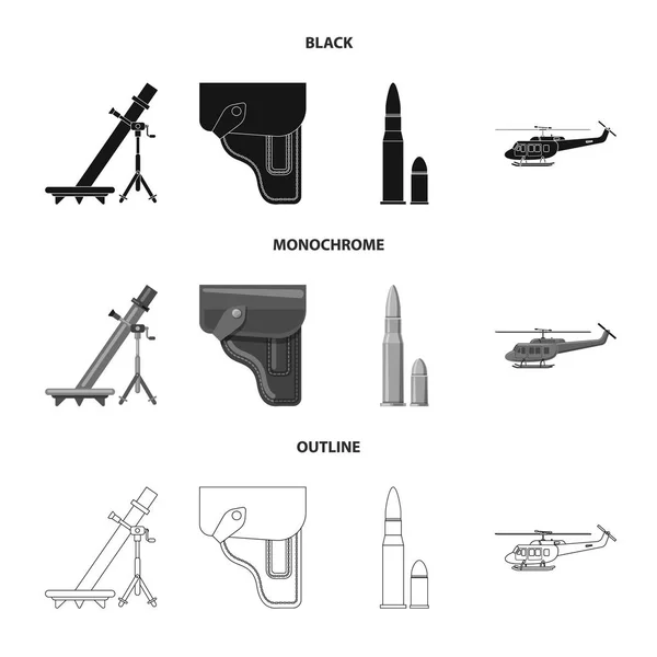 Objeto isolado de arma e símbolo de arma. Conjunto de arma e ícone do vetor do exército para estoque . — Vetor de Stock
