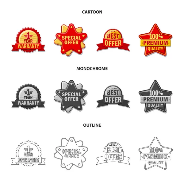 Vector design of emblem and badge icon. Collection of emblem and sticker stock symbol for web. — Stock Vector