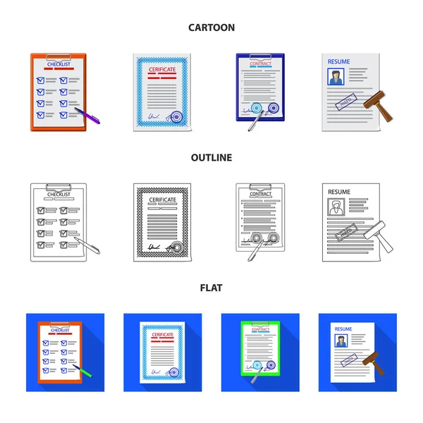 Ilustração vetorial do ícone de forma e documento. Conjunto de ilustração do vetor de forma e marca . —  Vetores de Stock