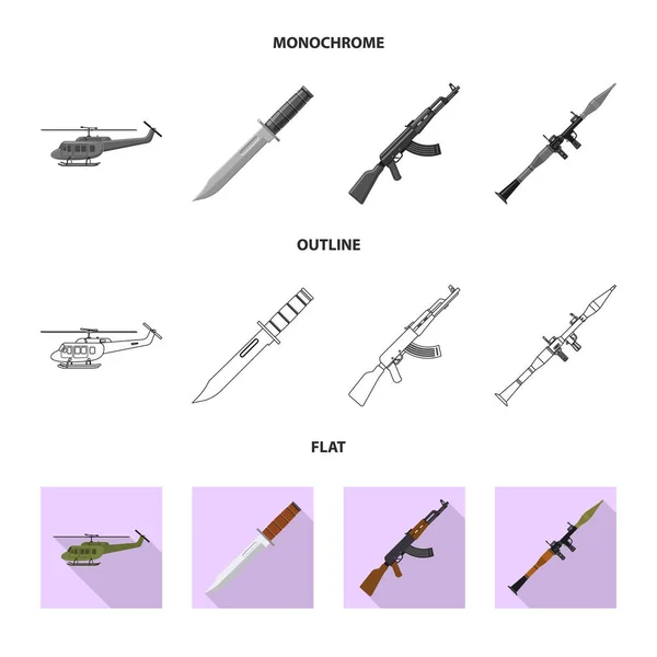 Векторный дизайн оружия и символа оружия. Коллекция векторной иллюстрации оружия и армейских запасов . — стоковый вектор