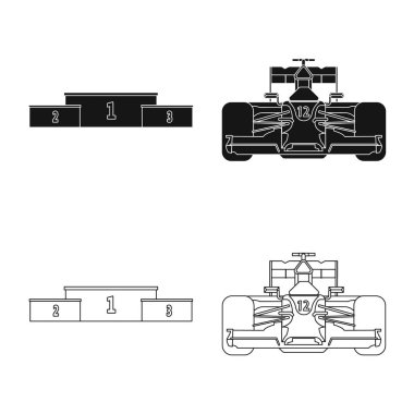 Araba ve ralli simge vektör tasarımı. Hisse senedi için araba ve yarış vektör simge kümesi.