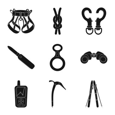 Dağcılık ve tepe logo yalıtılmış nesne. Dağcılık ve kamp set vektör simge stok için.