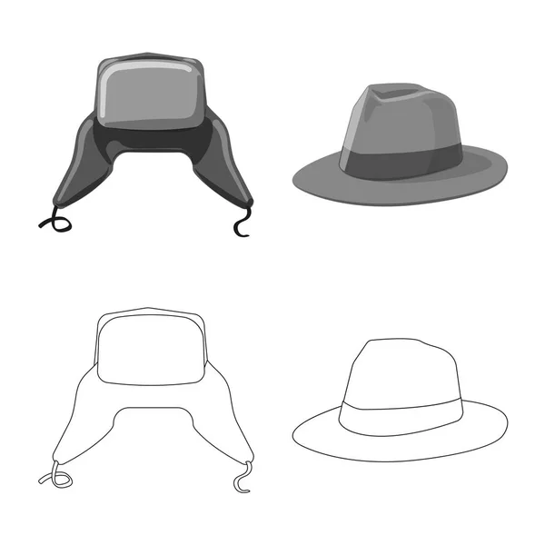 Illustration vectorielle du couvre-chef et de l'icône du chapeau. Ensemble de couvre-chefs et accessoire stock symbole pour la toile . — Image vectorielle