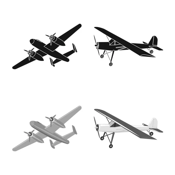 Vector ontwerp van vliegtuig en vervoer logo. Collectie van vliegtuig en hemel aandelensymbool voor web. — Stockvector