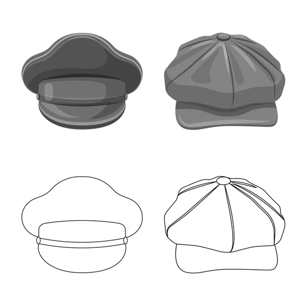 Diseño vectorial de la cabeza y la señal de la tapa. Colección de casco y accesorio icono vectorial para stock . — Vector de stock