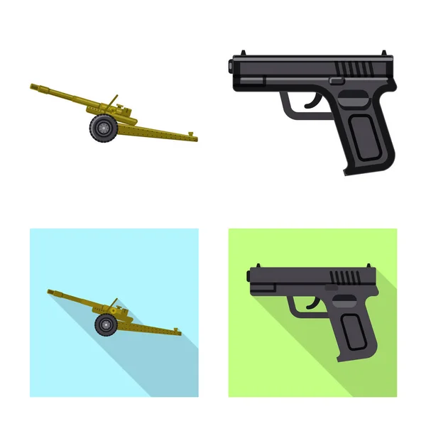 Diseño vectorial del arma y el icono de la pistola. Conjunto de armas y ejército símbolo de stock para la web . — Vector de stock