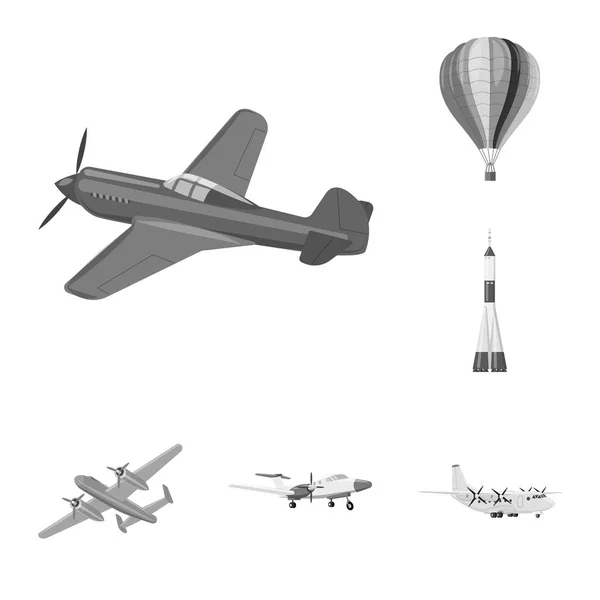 Objek Terisolasi Pesawat Dan Tanda Transportasi Kumpulan Ikon Vektor Pesawat - Stok Vektor