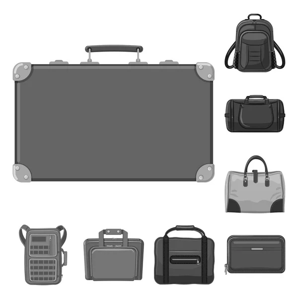 Векторная иллюстрация чемодана и значка багажа. Комплект для чемодана и векторной иконки на складе . — стоковый вектор