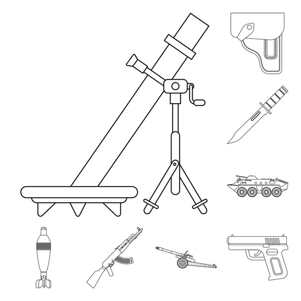 Diseño vectorial del arma y el logotipo del arma. Conjunto de armas y ejército icono de vector para la acción . — Vector de stock