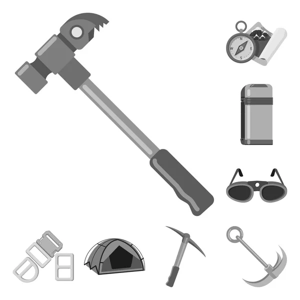 Conception vectorielle de l'alpinisme et logo de pointe. Collection d'alpinisme et symbole de stock de camp pour le web . — Image vectorielle