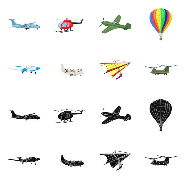 Illustration vectorielle du plan et du symbole de transport. Collection de plan et ciel stock symbole pour le web . — Image vectorielle