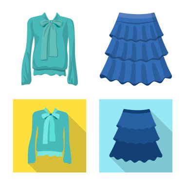 Kadın ve giyim simgesi yalıtılmış nesne. Kadın ayarla ve web için hisse senedi simgesi giymek.