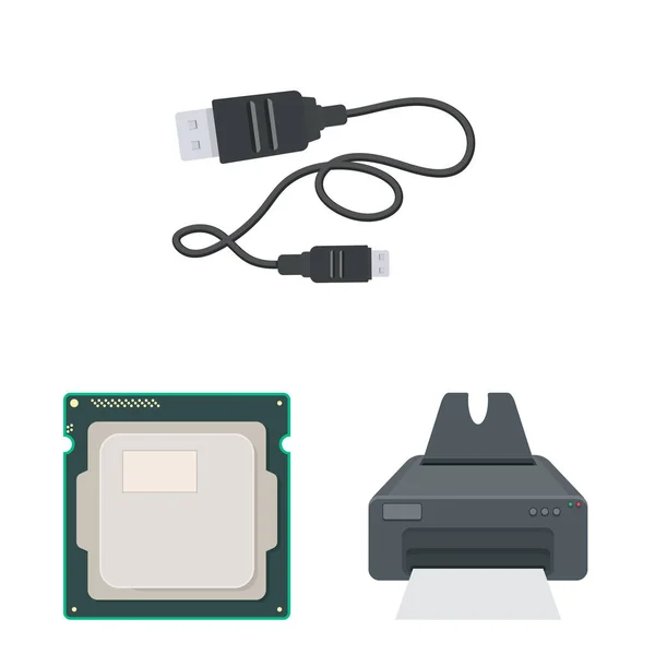 Izolovaný objekt laptop a zařízení symbolu. Sada přenosného počítače a serveru vektorové ilustrace. — Stockový vektor