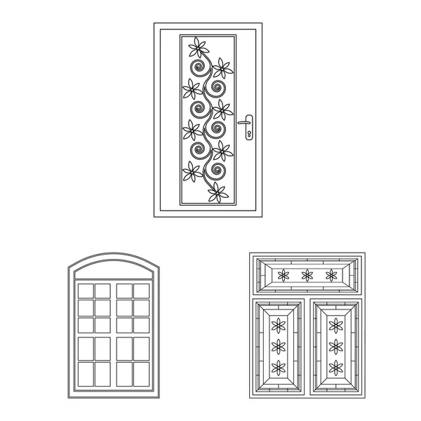 Vektor-Design von Tür und Front-Logo. Sammlung von Tür- und Holzvektorsymbolen für den Vorrat. — Stockvektor
