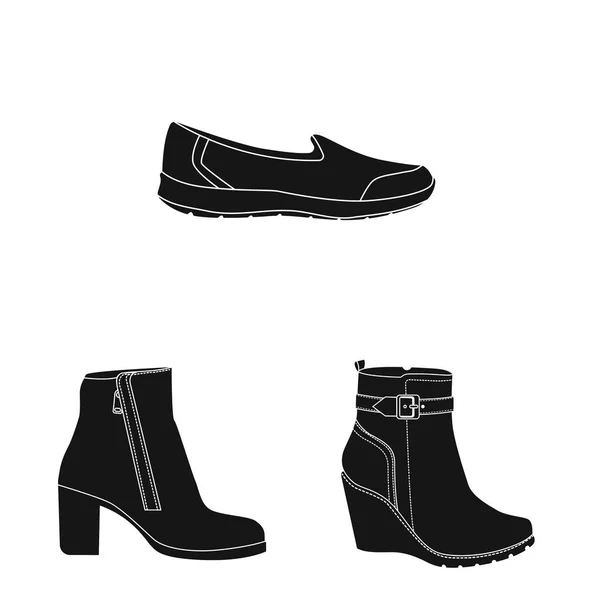 Objeto isolado de calçado e sinal de mulher. Conjunto de calçado e ícone de vetor de pé para estoque . — Vetor de Stock