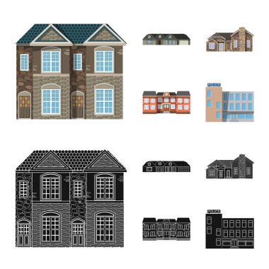 Vektör bina ve açık tasarımı logo. Bina ve çatı hisse senedi vektör çizim koleksiyonu.