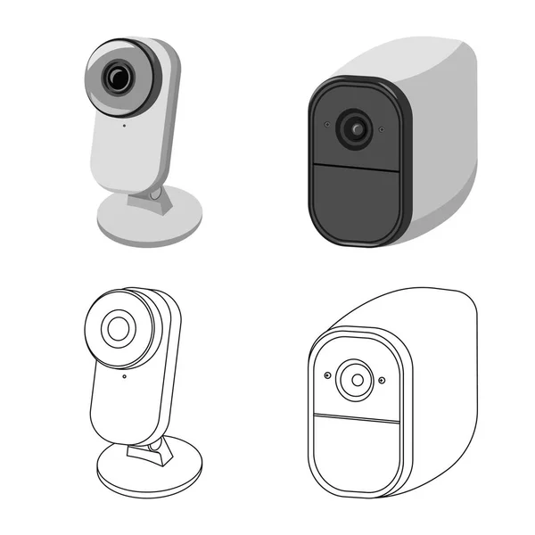 Objet isolé de cctv et signe de la caméra. Ensemble d'icônes vectorielles cctv et système pour stock . — Image vectorielle