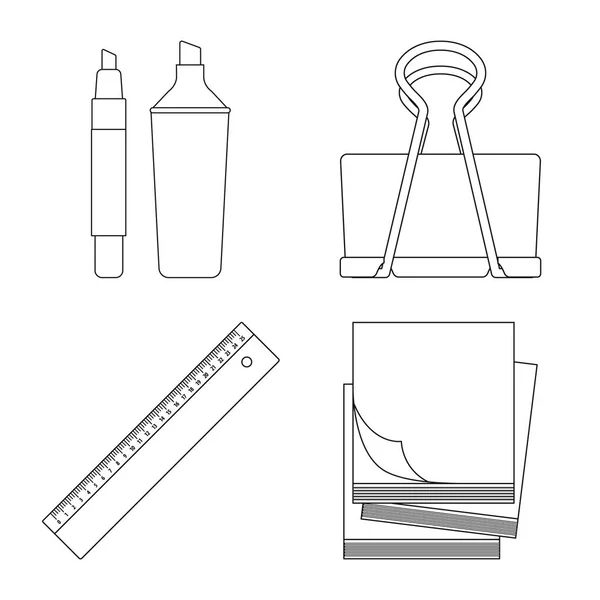 Iroda és ellátási szimbólum izolált tárgya. Irodai és iskolai vektor ikon-készletek beállítása. — Stock Vector