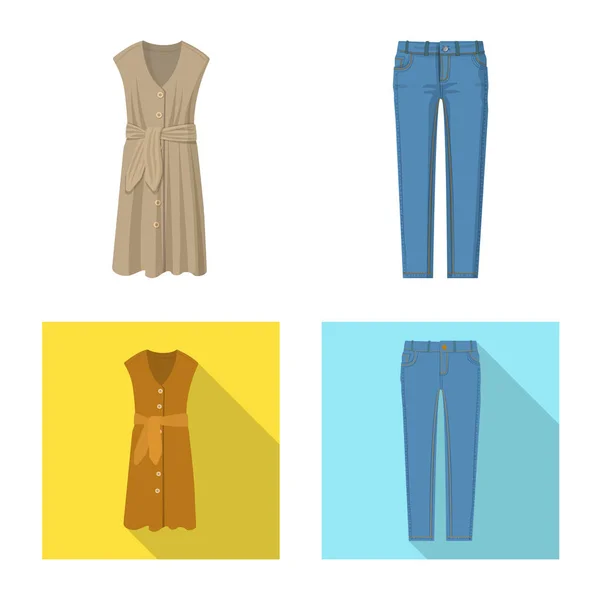Vector ontwerp van vrouw en kleding teken. Collectie van vrouw en slijtage aandelensymbool voor web. — Stockvector