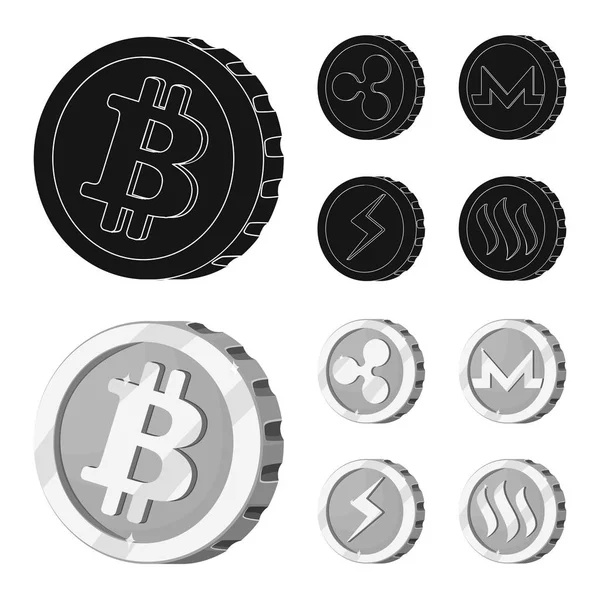 Ilustración vectorial de criptomoneda y signo de moneda. Colección de criptomoneda y criptomoneda símbolo de stock para la web . — Archivo Imágenes Vectoriales