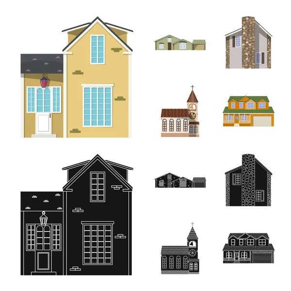 Isolated object of building and front icon. Collection of building and roof stock vector illustration. — Stock Vector