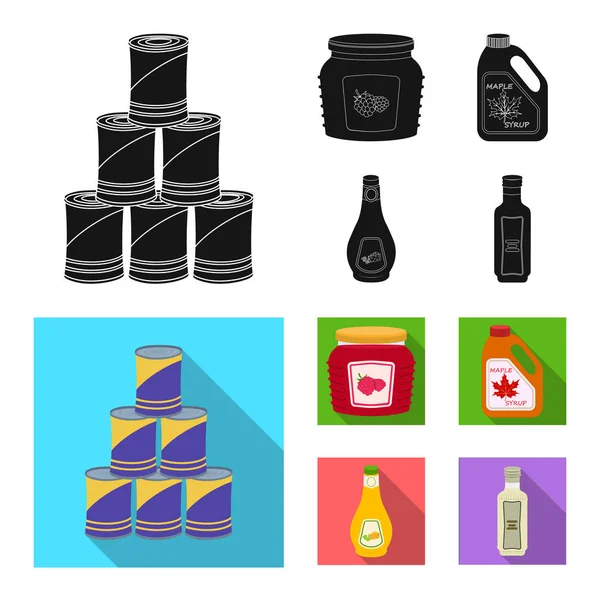 Vektorillustration av kan och mat-logotypen. Samling av kan och paketet aktiesymbol för webben. — Stock vektor