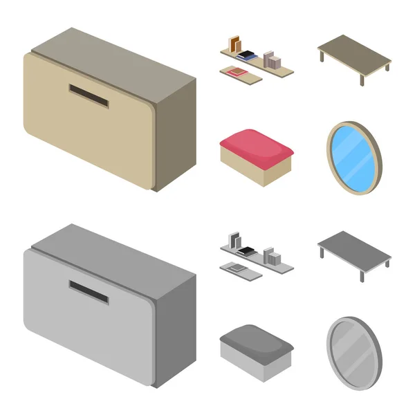 Geïsoleerde object van pictogram slaapkamer en kamer. Aantal slaapkamer en meubelen vector pictogram voor voorraad. — Stockvector