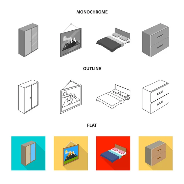 Illustration vectorielle du logo chambre et chambre. Collection de chambre à coucher et meubles illustration vectorielle de stock . — Image vectorielle