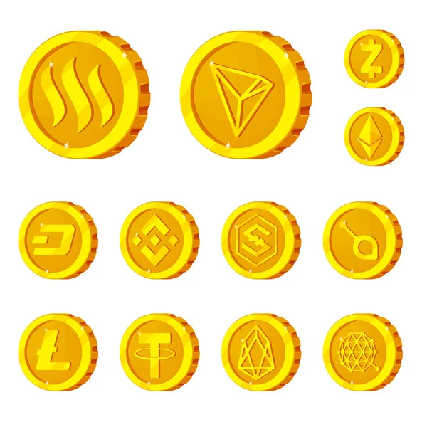 Illustrazione vettoriale di criptovaluta e segno di moneta. Set di criptovaluta e icona vettoriale crypto per magazzino . — Vettoriale Stock