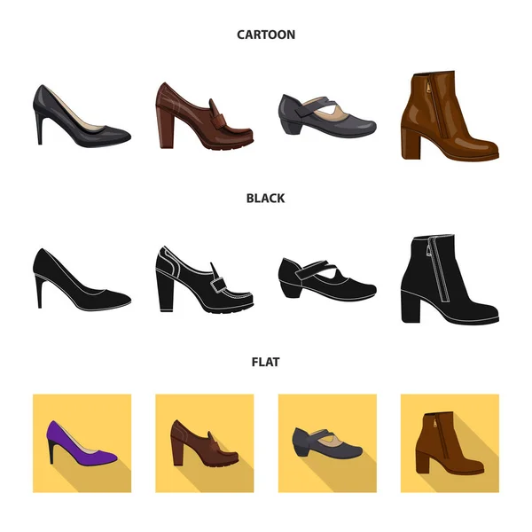 Ilustración vectorial del logotipo del calzado y la mujer. Colección de calzado y pie stock vector ilustración . — Vector de stock