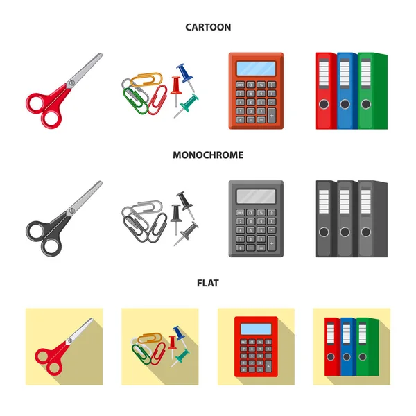 Vektordesign von Büro- und Versorgungssymbolen. Set von Büro und Schule Vektor Illustration. — Stockvektor