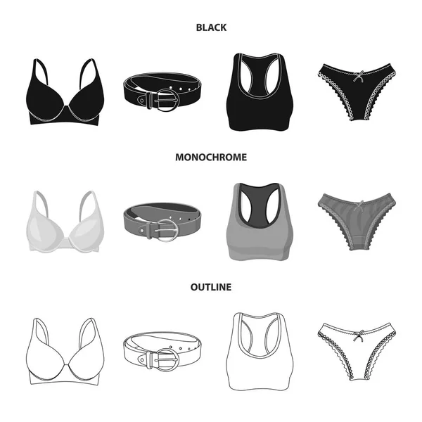 Ilustración vectorial del signo de la mujer y la ropa. Colección de mujer y desgaste símbolo de stock para la web . — Vector de stock