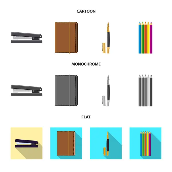 Diseño vectorial del letrero de oficina y suministro. Conjunto de oficina y escuela símbolo de stock para la web . — Vector de stock