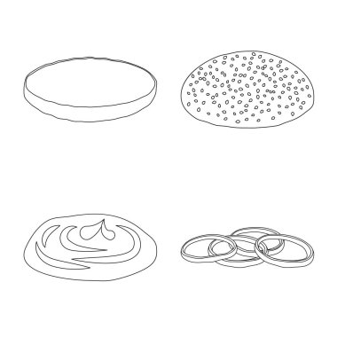 Burger ve sandviç simge vektör Illustration. Burger ve dilim hisse senedi vektör çizim seti.