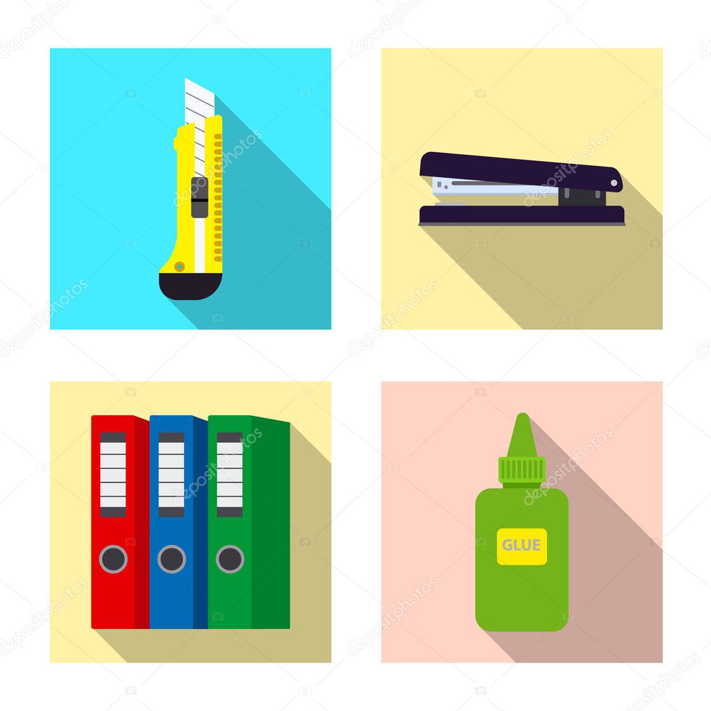 Vector design of office and supply symbol. Set of office and school vector icon for stock.