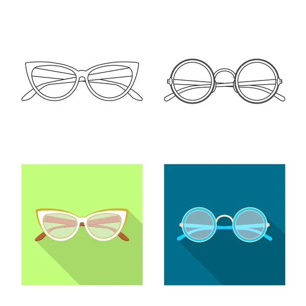 Vector illustration of glasses and frame sign. Set of glasses and accessory stock vector illustration. — Stock Vector